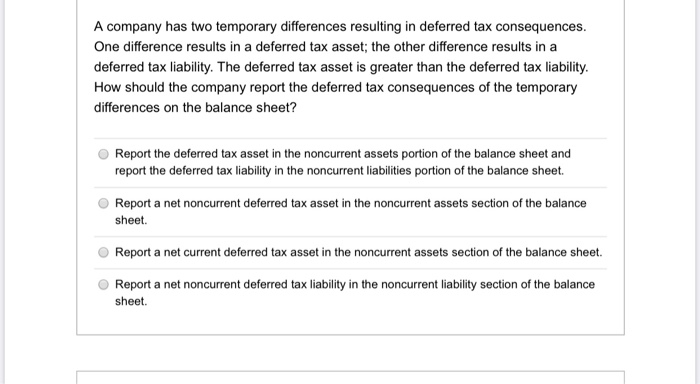  A company has two temporary differences resulting in deferred tax consequences.