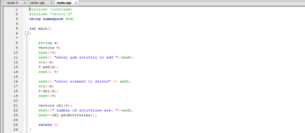 class vectors private: std: :vector gymPar) std: :vector getGym void setGym (std: