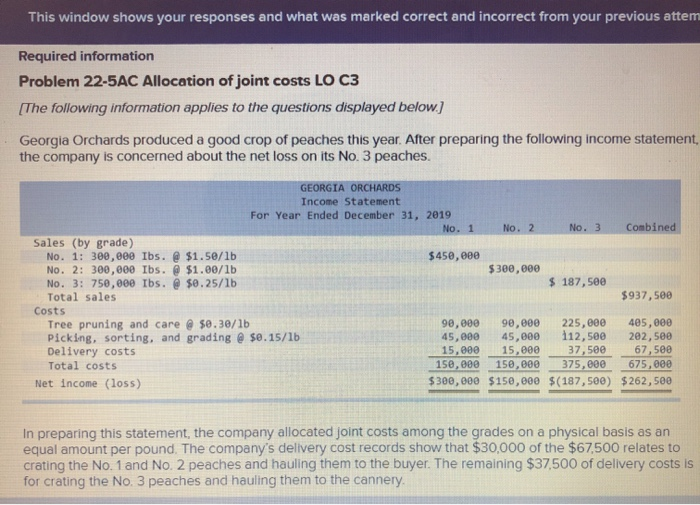  This window shows your responses and what was marked correct and