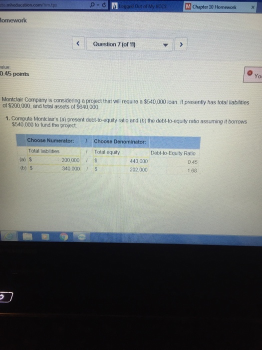  Montclair company is considering a project that will require a $540,000