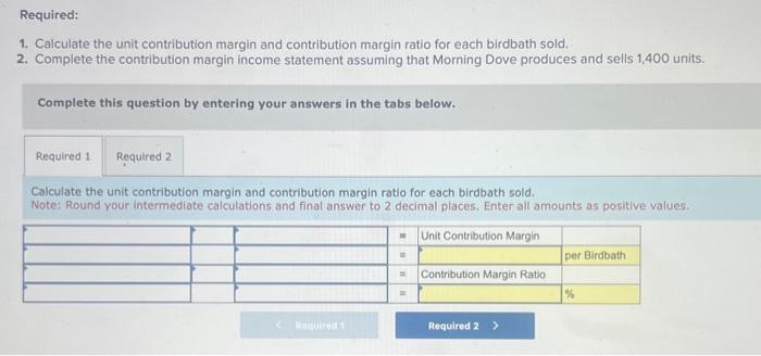 applles to the questions displayed below.] Morning Dove Company manufactures one model