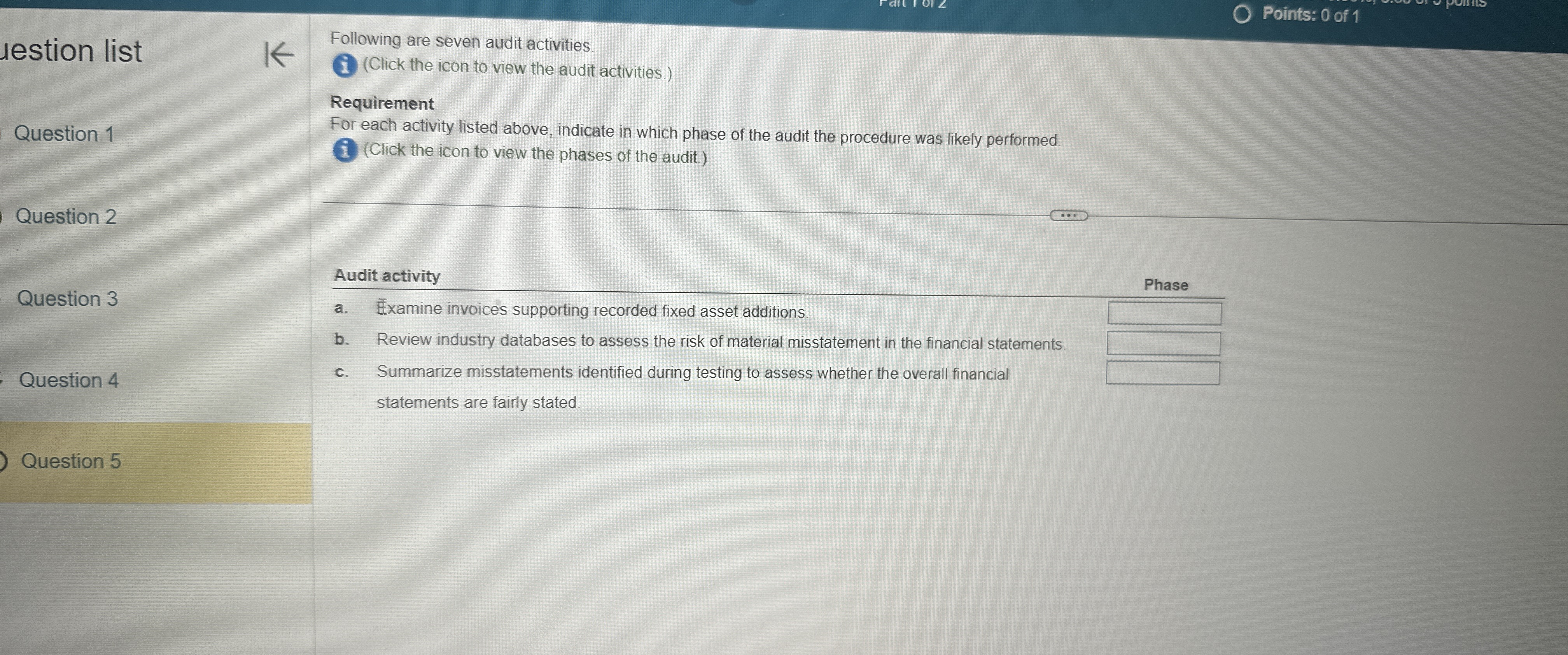  uestion list Question 1 Question 2 Question 3 Question 4 Following