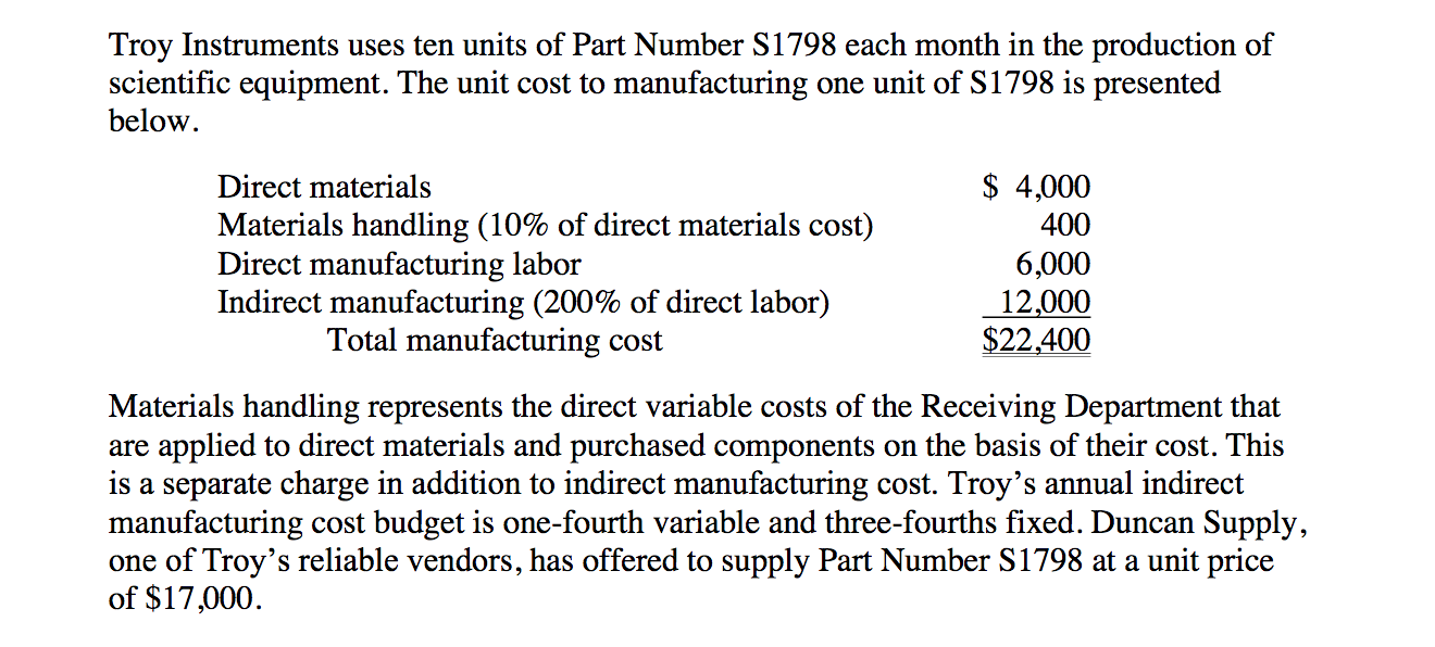  Assume that Troy Instruments does not wish to commit to a