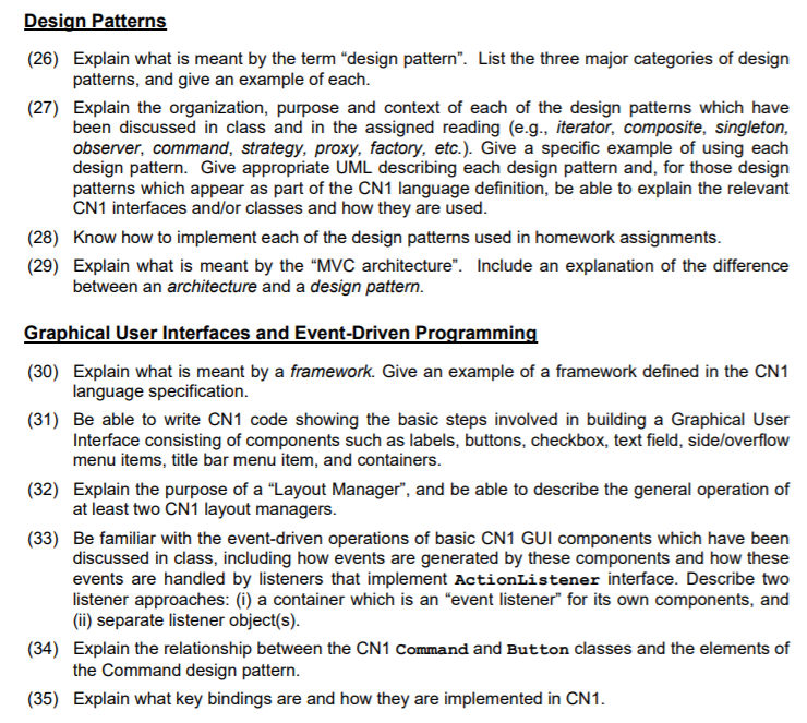 Design Patterns (26) Explain what is meant by the term "design
