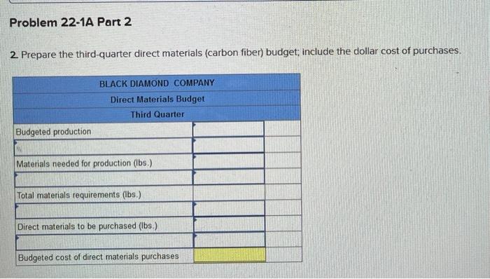 P1 (The following information applies to the questions displayed below) Black Diamond