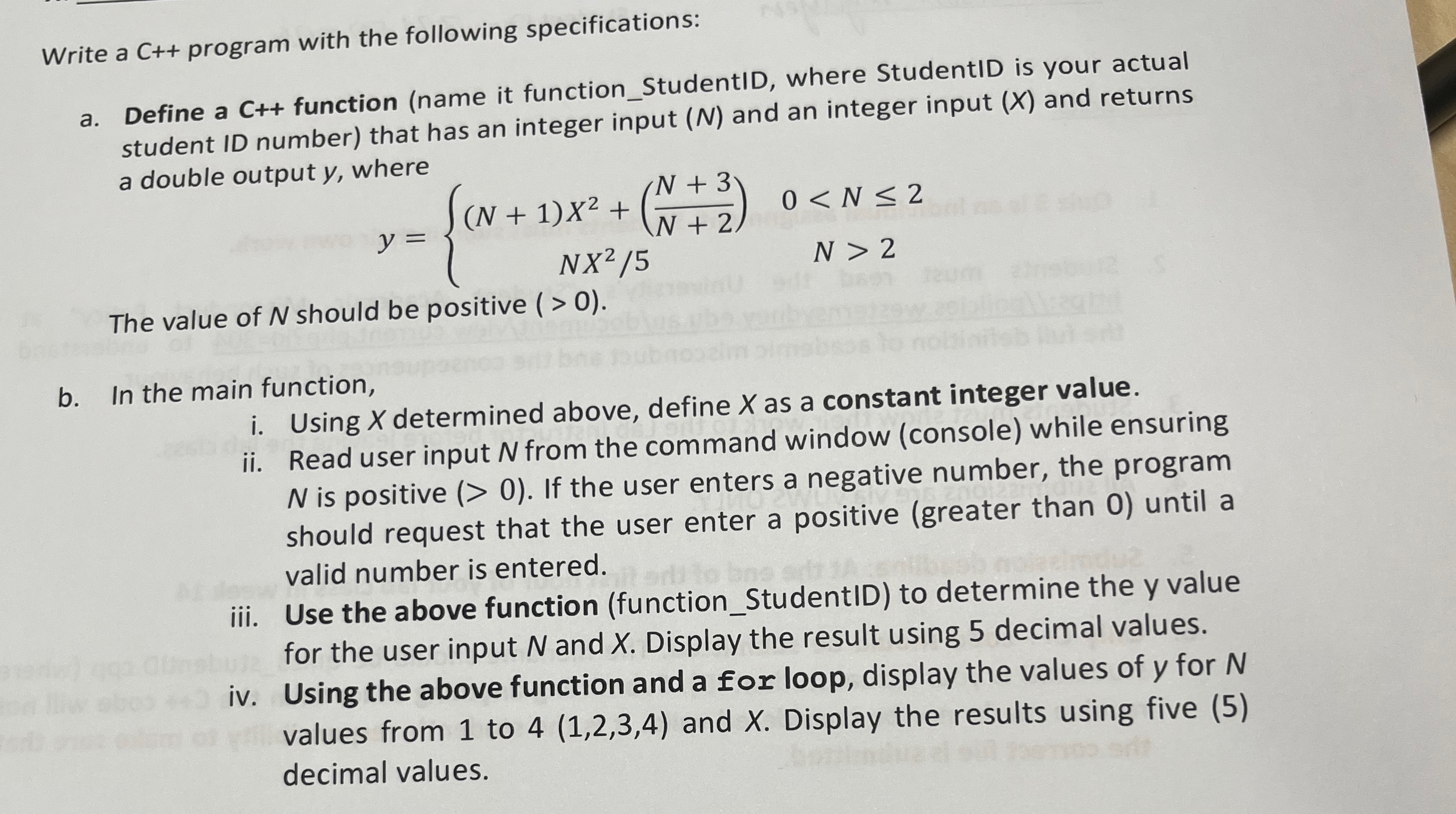  Write a C++ program with the following specifications: a. Define a