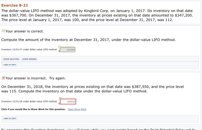  Exercise 8-21 The dollar-value LIFO method was adopted by Kingbird Corp.
