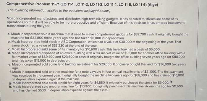  Comprehensive Problem 11-71 (LO 11-1, LO 11-2, LO 11-3, LO 11-4,