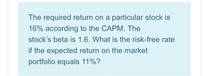  The required return on a particular stock is 16% according to