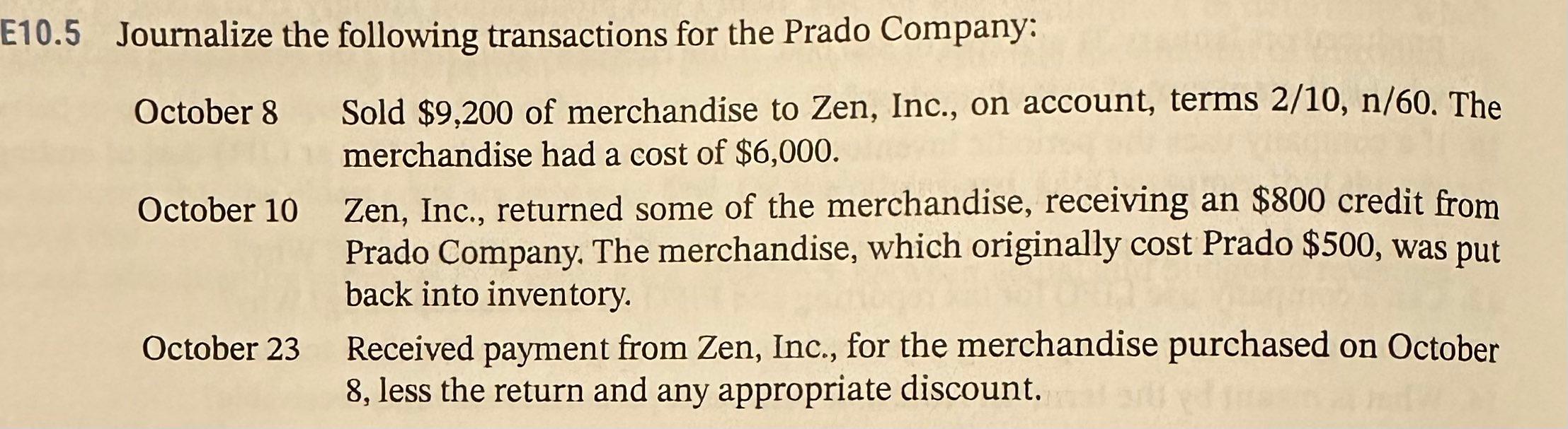 Introduction to Accounting An Integrated Approach Eighth Edition Chapter 9 E10.5 5