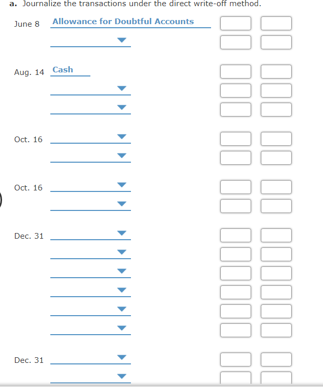 Entries for Bad Debt Expense Under the Direct Write-Off and Allowance Method