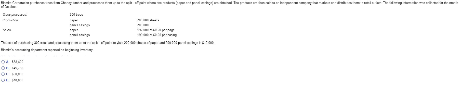 What is the total sales value at the splitoff point for paper?