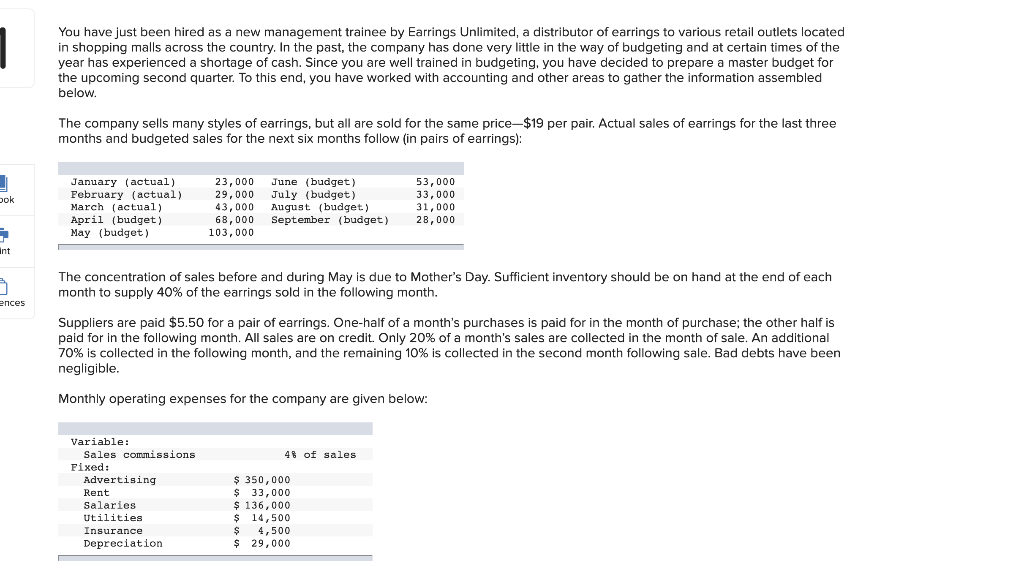 period ending June 30. Use the contribution approach. Earrings Unlimited Budgeted Income