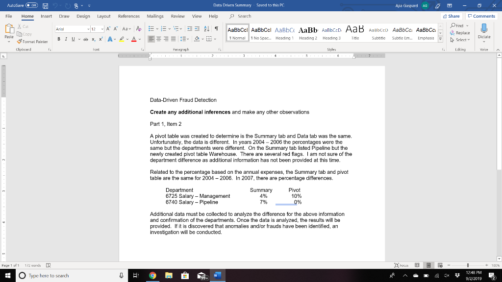 I need help with part 2 item 1 please. I have screen