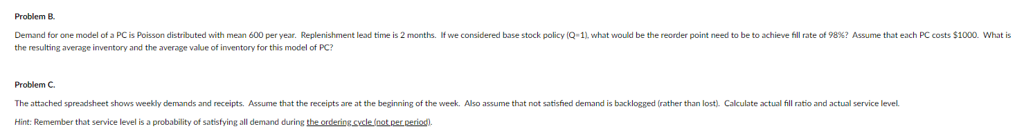  Problem B. Demand for one model of a PC is Poisson