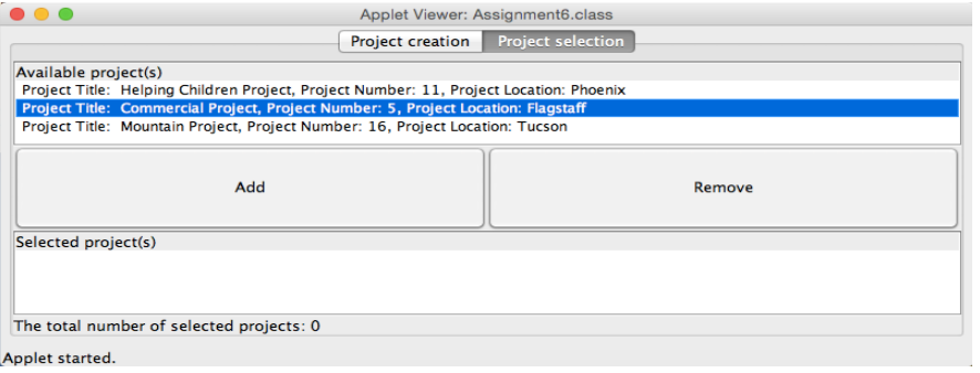 javax.swing.*; import java.util.*; public class Assignment6 extends JApplet { private int APPLET_WIDTH