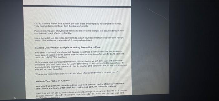 in business. She has hired you as an independent consultant, prepare a