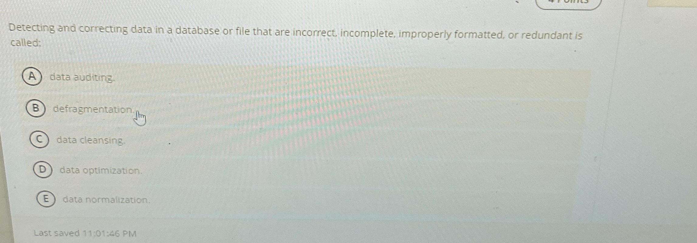  Detecting and correcting data in a database or file that are