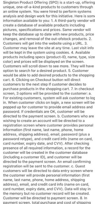  Singleton Product Offering (SPO) is a start-up, offering unique, one-of-a-kind products