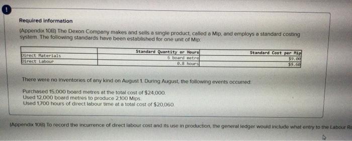 wystem The following standards have been established for one unit of Mip