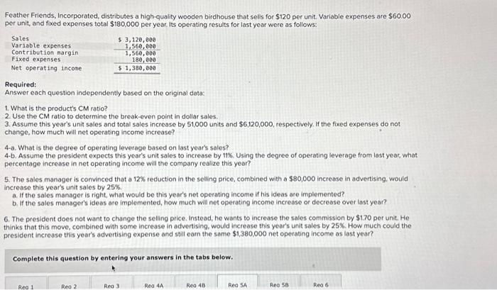 i need help understand 5A 5B and 6 :) Feather Friends, Incorporated,
