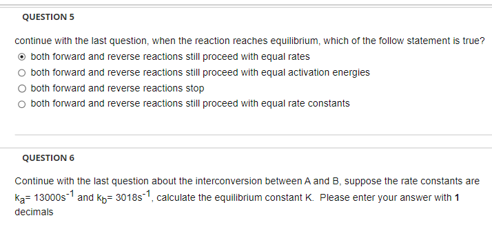 reaction AkbkaB A temperature jump experiment is performed where ka=296s1 and kb=300s1,