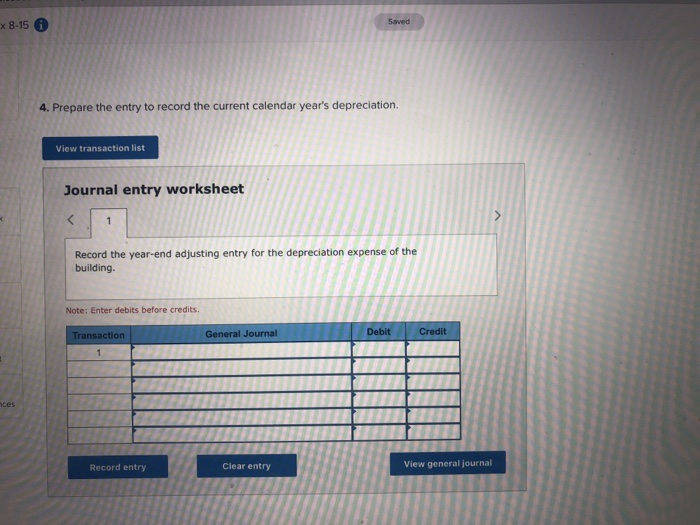 The building is depreciated on a straight-line basis assuming a 20-year life