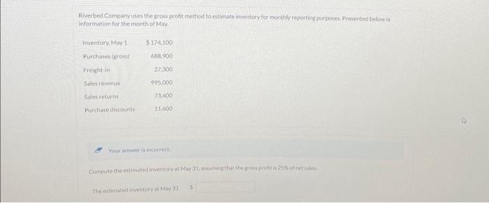  please show how to get answer Riverbed Compary usess the gross