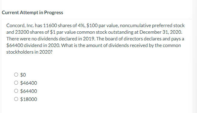  Current Attempt in Progress Concord, Inc. has 11600 shares of 4%,