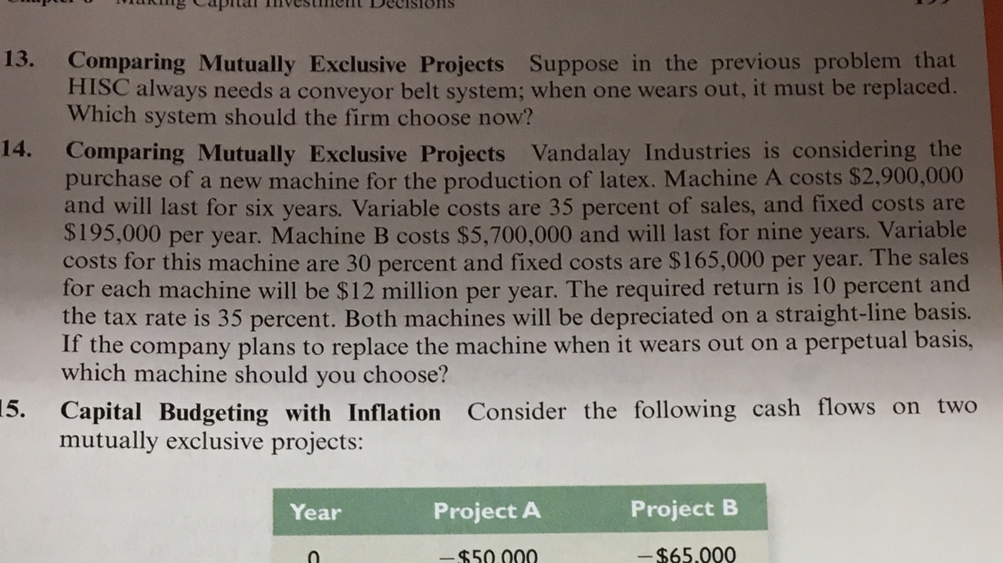  only solve question 14 enough,thx Comparing Mutually Exclusive Projects Suppose in