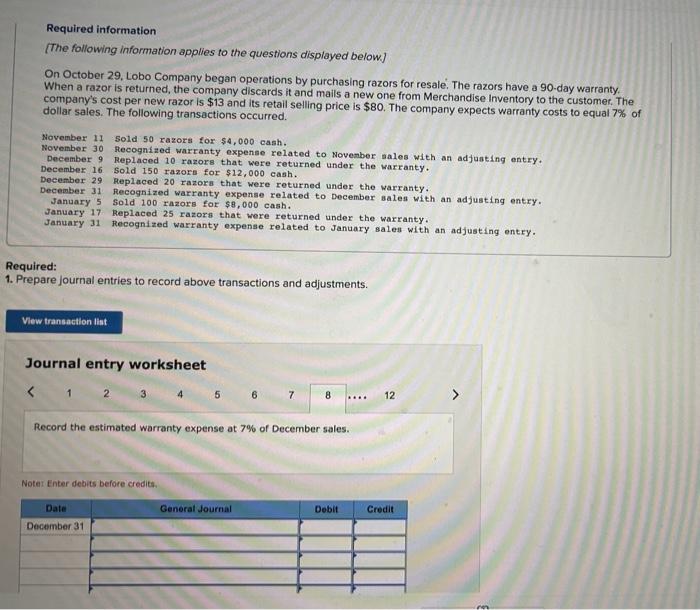 dollar sales. The following tansactions occurred. November 11 sold 50 razors for