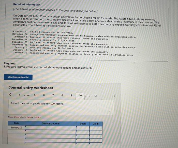an adjuating entry. Decenber 9 Replaced 10 razors that were returned under