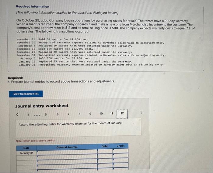 Replaced 20 razorn that were returned under the warranty, December 31 Mecognized