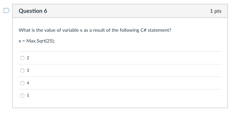 variable x as a result of the following C# statement? int op1-