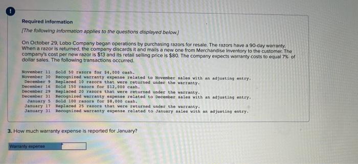 sold 100 razorn for $8,000 eash. January 17 Replaced 25 razort that