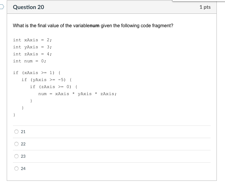 25; int op2- 2; int x; x Math.Sqrt(op1); O 1 O 0