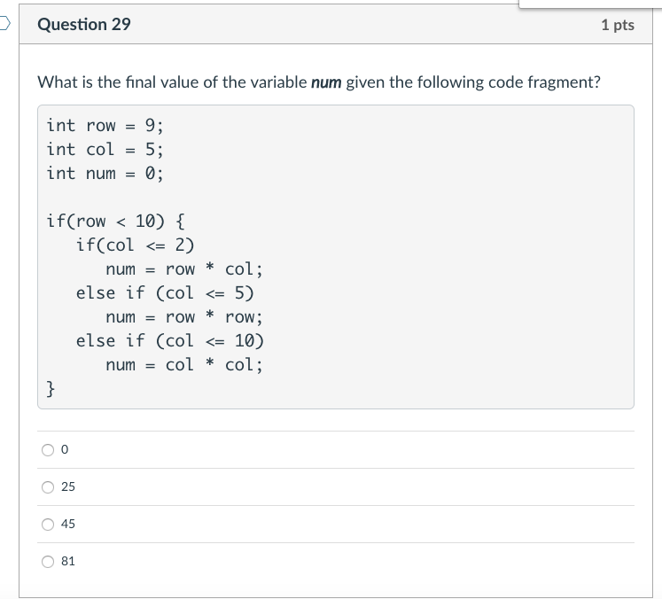 What is the final value of the variablenum given the following code