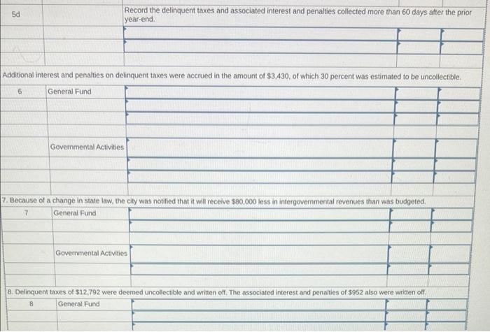 Credits Cash $265, 120 Sales Taxes Receivable 11,000 Taxes Receivable-Delinquent 183,000 Allowance