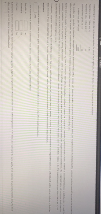 part of Rs cost control program, Tracer Company uses a standard costing