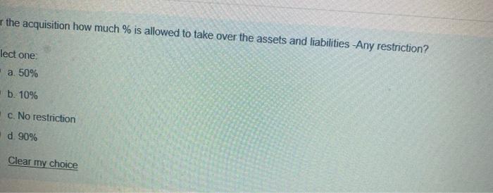  the acquisition how much % is allowed to take over the