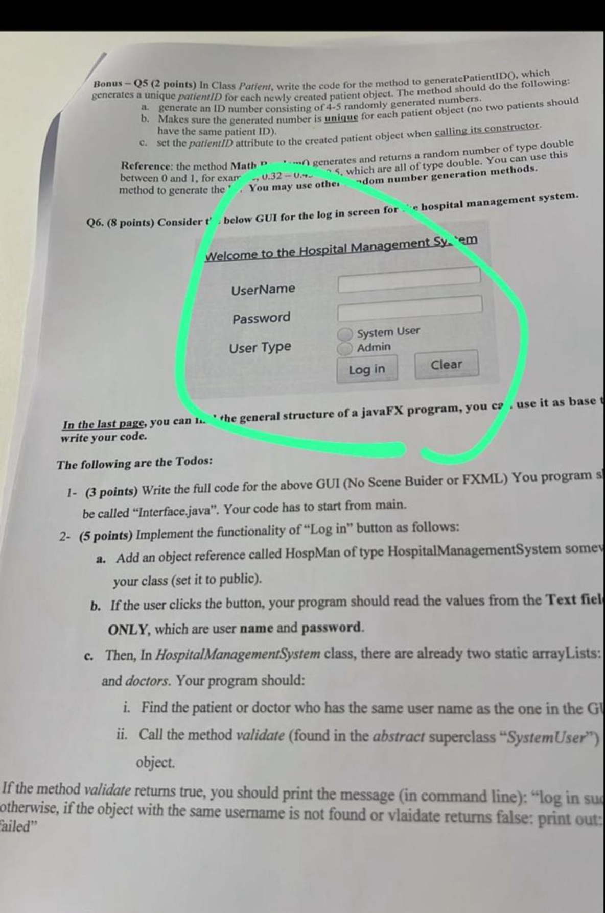  Bonus - Q5(2 points) In Class Patient, write the code for