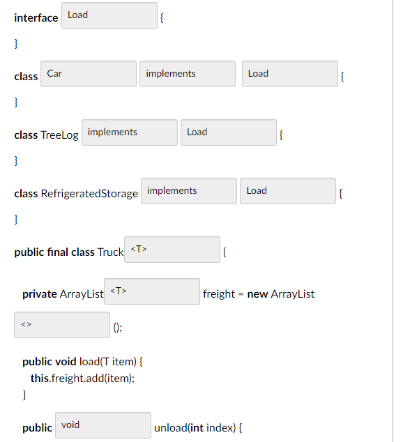 Please help with JAVA. Fill in the blanks. Create the following types: