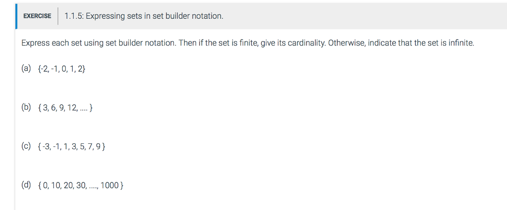STRUCTURE) COURSE FOR COMPUTER SCIENCE*** EXERCISE1.1.4: Sets, subsets, and set equality Define