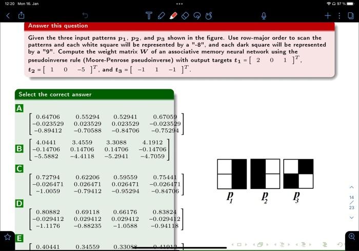 shown in the figure. Use column-major order to scan the patterns and