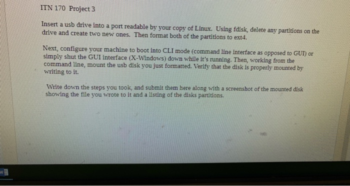 install linux on your computer to do this assignment ITN 170 Project
