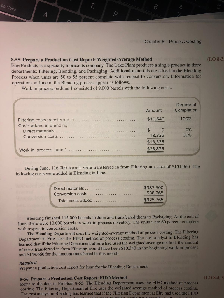 Can someone help me with this problem? pr 8-55 Prepare a production