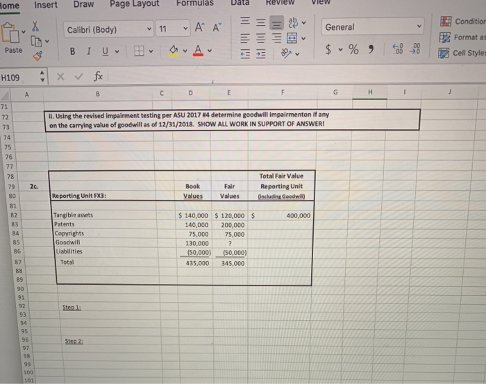 PARTS 2a., 2b. and 2c below. SHOW ALL WORK IN SUPPORT OF