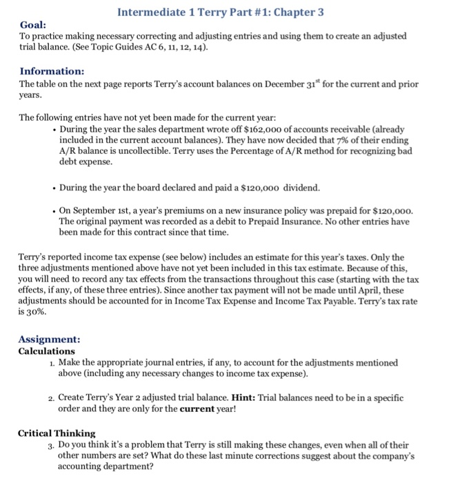 Intermediate 1 Terry Part #1: Chapter 3 Goal: To practice making