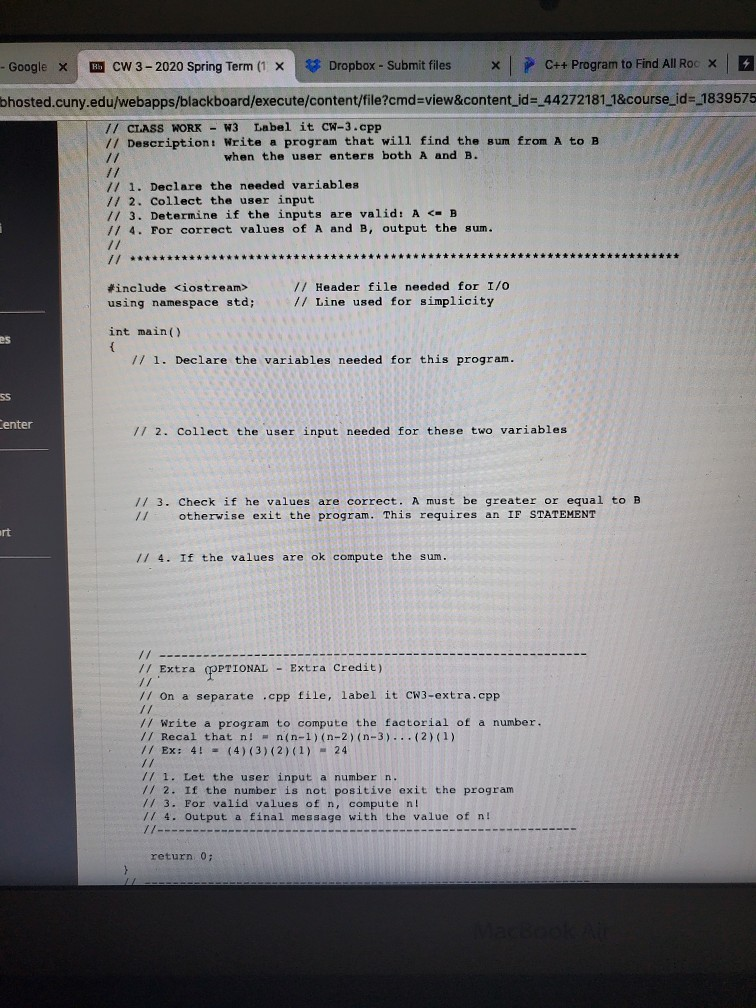 programming language Google x CW 3 - 2020 Spring Term (1 x