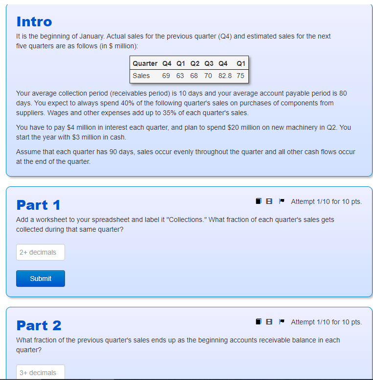 need some help with this Intro It is the beginning of January.